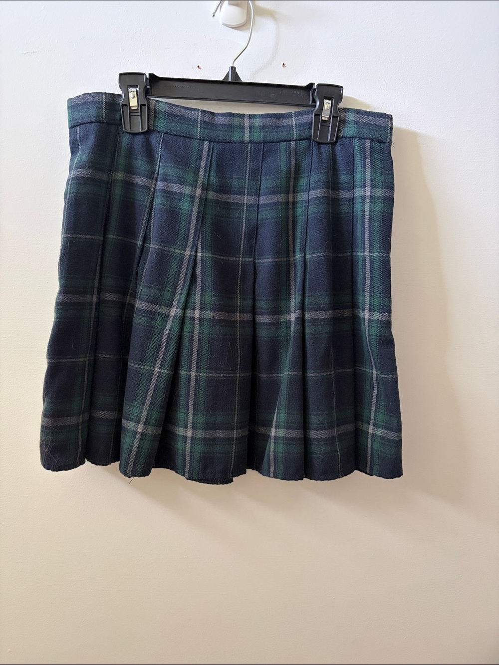 SHEIN Navy & Green Plaid Pleated Mini Skirt